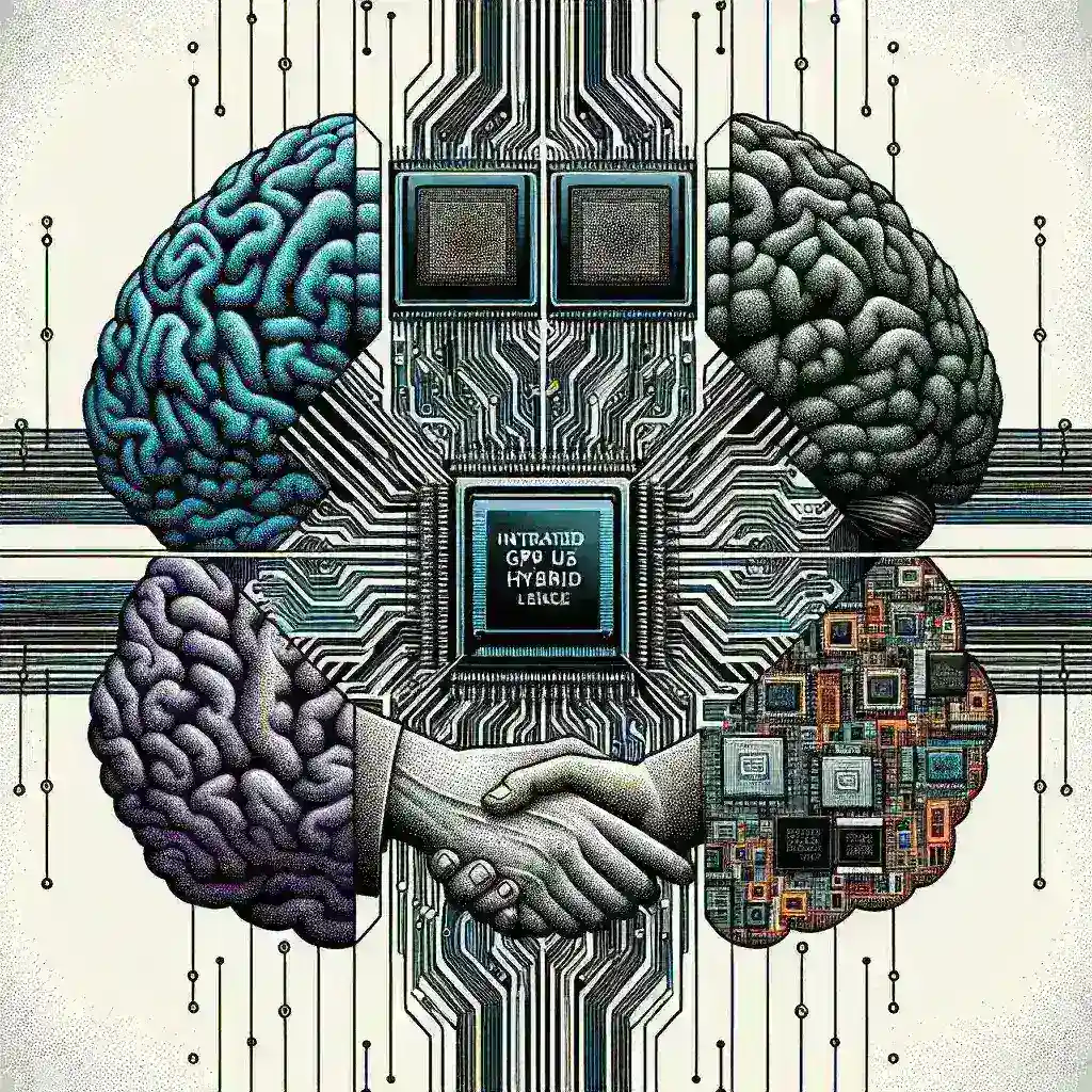 "Ilustración que muestra la convergencia de la inteligencia artificial integrada, las GPU híbridas y las licencias de Arm en un gráfico informativo relacionado con avances tecnológicos en el artículo 'Cómo convergen la IA integrada, las GPU híbridas y las licencias de Arm'."